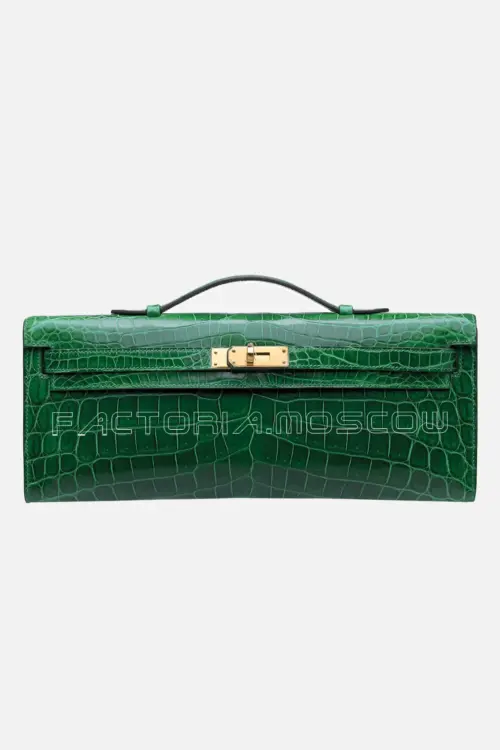 Hermes Kelly Cut Shiny Vert Emeraude With Palladium Hardware