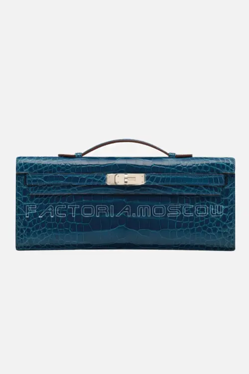 Hermes Kelly Cut Shiny Alligator With Palladium Hardware