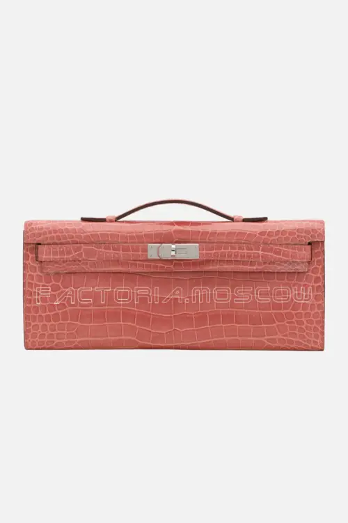 Hermes Kelly Cut Shiny Porosus Crocodile With Palladium Hardware