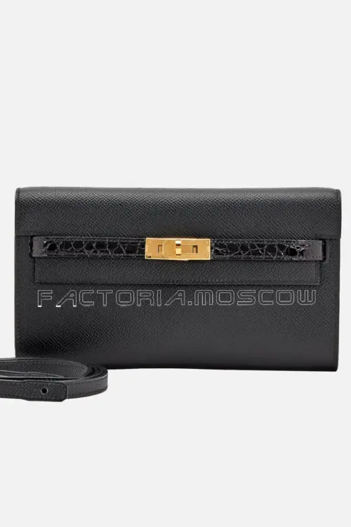 Hermès Kelly To Go Wallet Touch Niloticus Crocodile And Epsom Gold Hardware