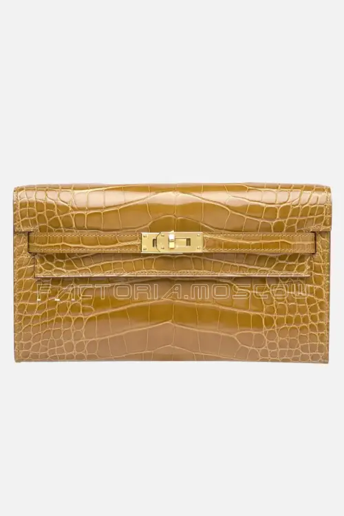 Hermes Kelly To Go Shiny Alligator With Gold Hardware
