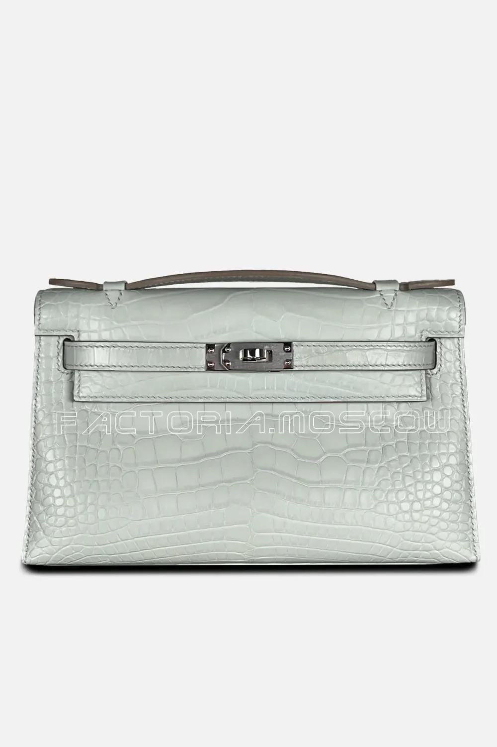 Hermes Kelly Pouchette Alligator matte Color Gris Pearl PHW