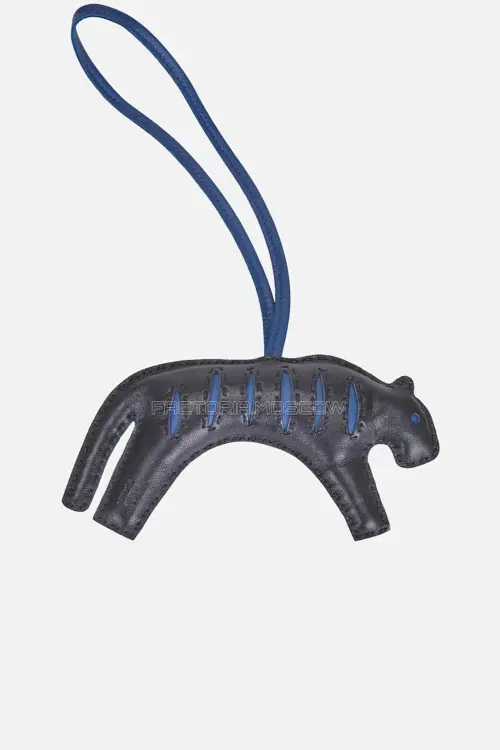 Hermès Rooroo Tiger Bag Charm Black/Bleu De Malte