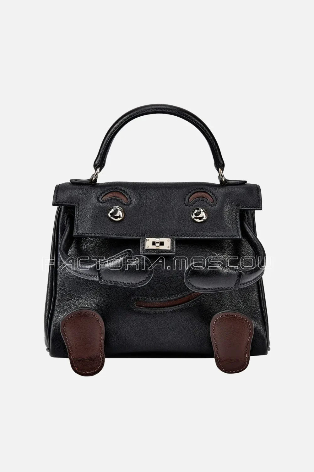 Hermès Quelle Idole Kelly Doll Black And Chocolat Palladium Hardware