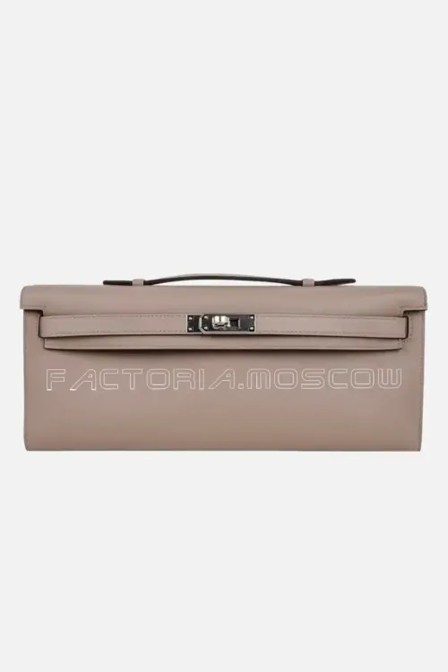 Hermes Kelly Cut Bag Clutch Palladium