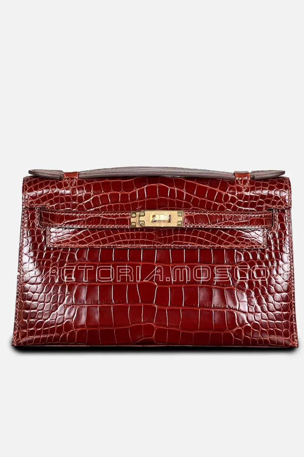 Hermes Kelly Pouchette Alligator lisse Color Miel (Honey Brown) GHW