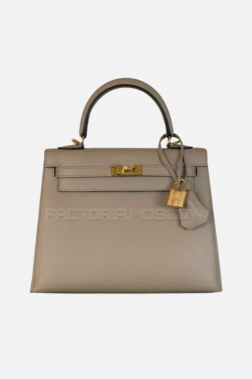 Hermes Kelly Sellier 25 Epsom Color Gris Tourterelle GHW