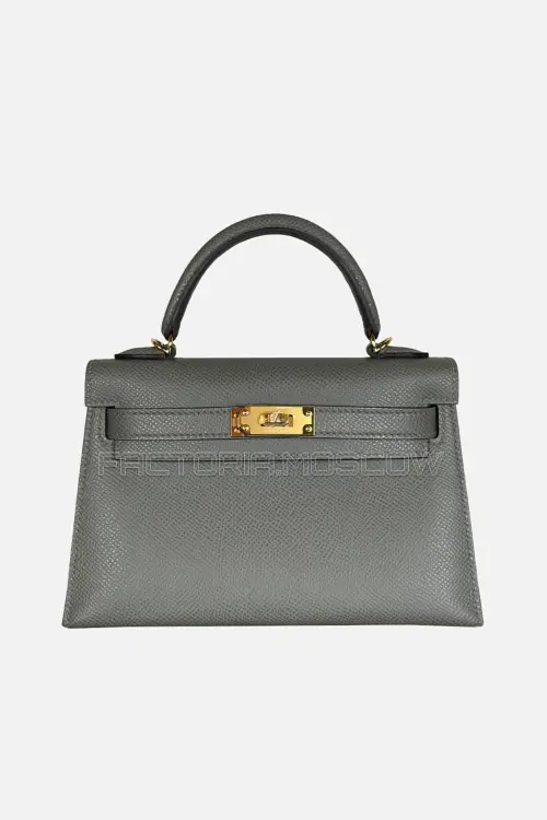 Hermes Kelly Mini 20 Epsom Color Gris Meyer GHW