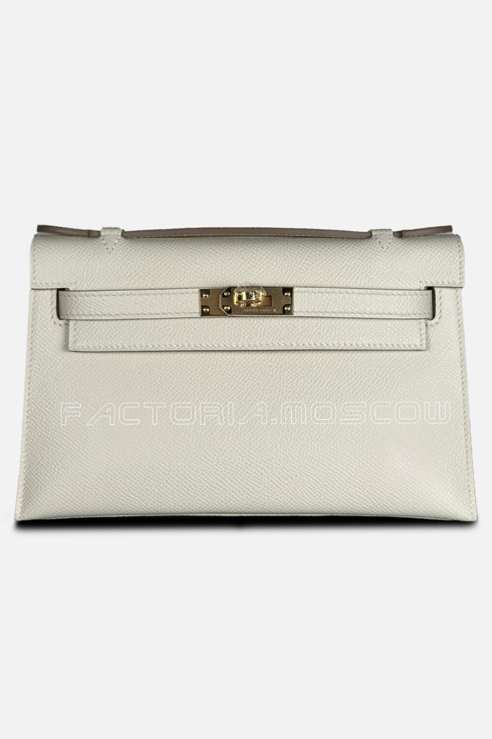 Hermes Kelly Pochette Epsom Color Craie GHW