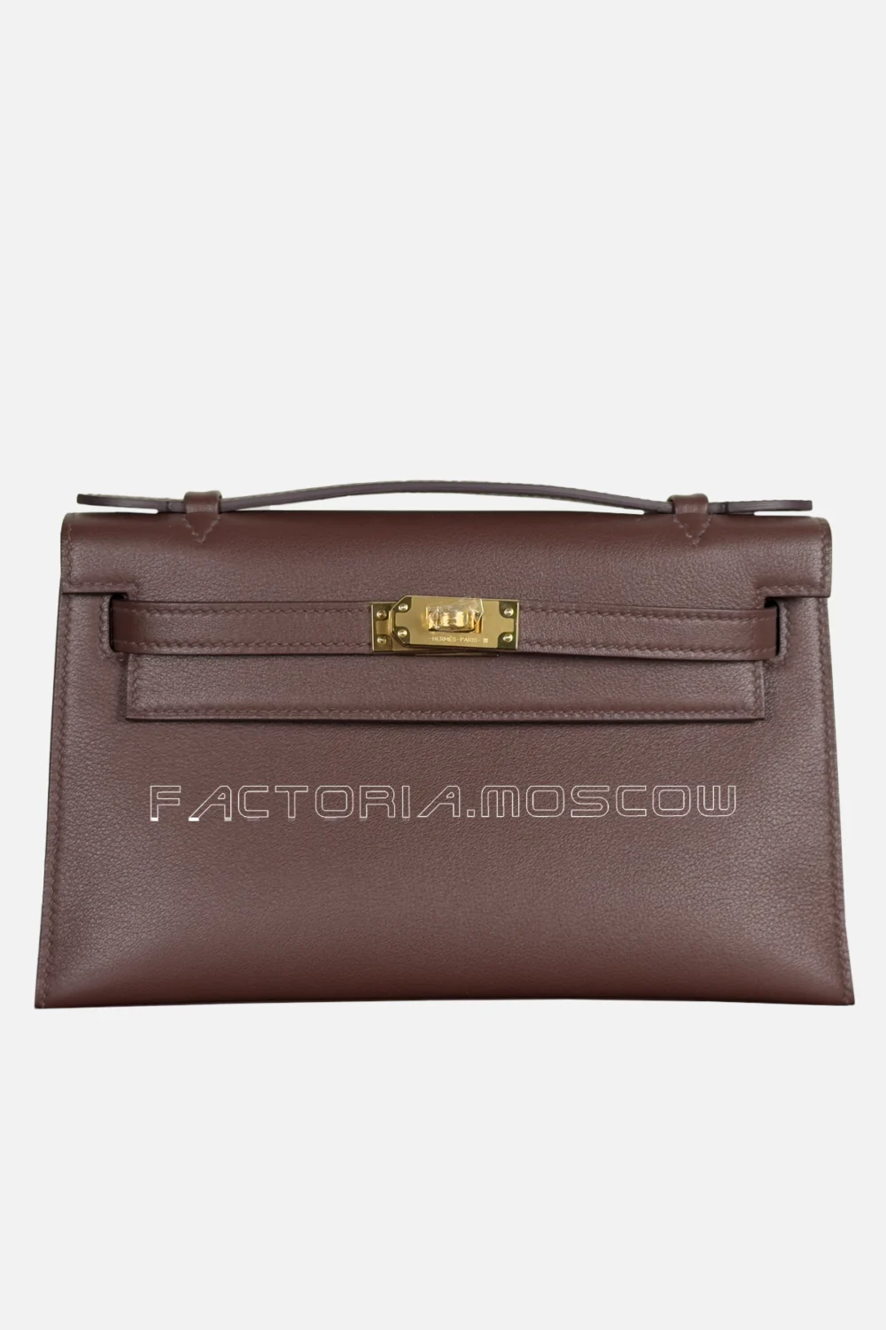 Hermes Kelly Pochette Swift Color Havane GHW
