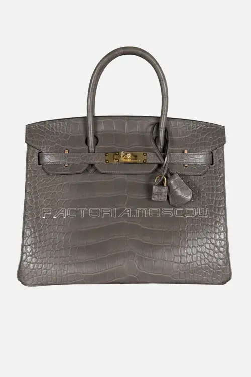 Hermes Birkin 30 Alligator Matte Color Gris Meyer GHW