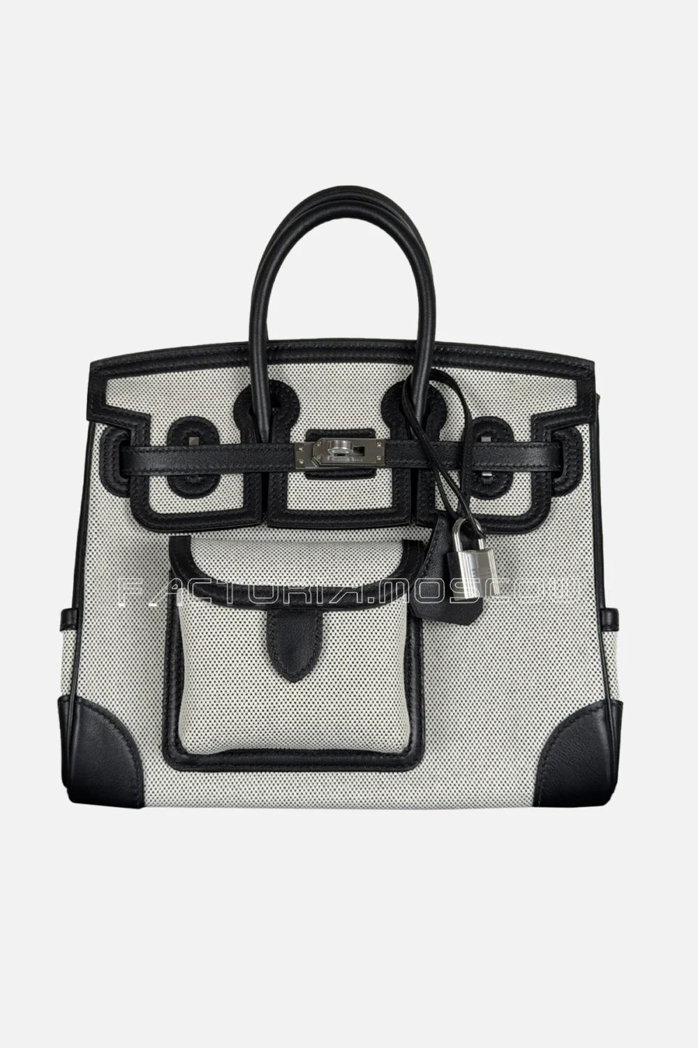 Hermes Birkin 25 Cargo Toile H/Swift Ecru/Black Phw