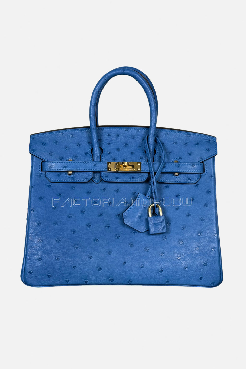 Hermes Birkin 25 Ostrich Blue Zellige Phw