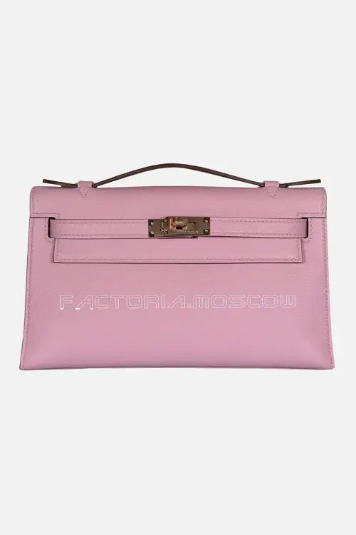 Hermes Kelly Pochette Swift Color Mauve Sylvestre Rghw