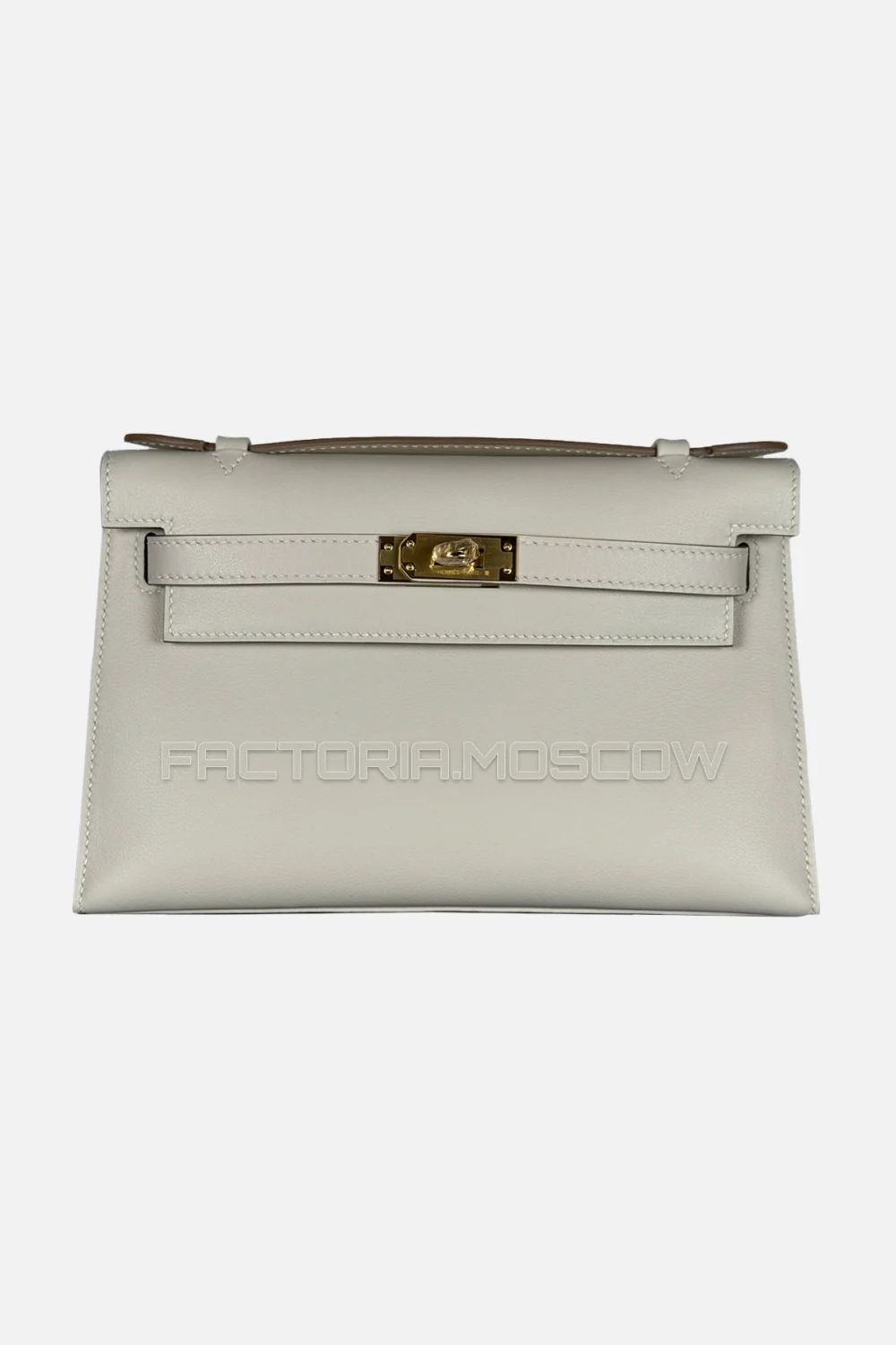 Hermes Kelly Pochette Swift Color Craie GHW