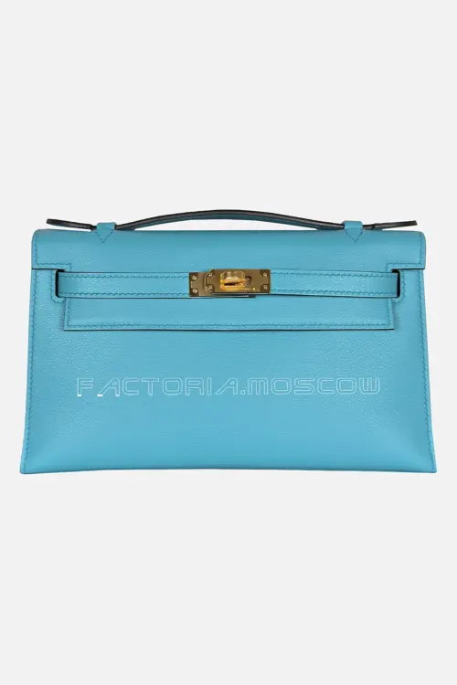 Hermes Kelly Pochette Swift Color Blue Du Nord Ghw