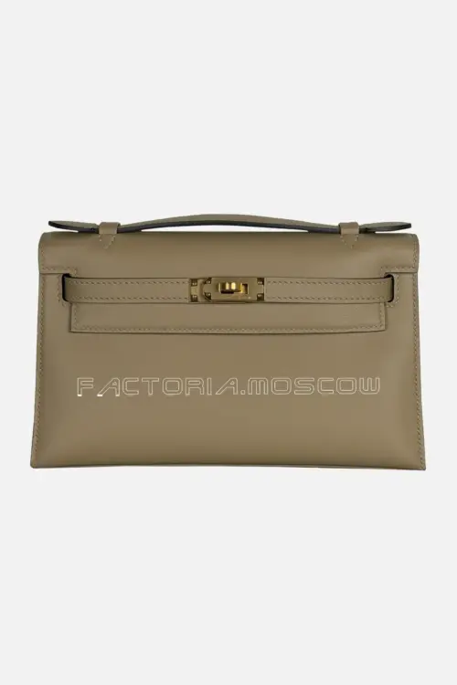 Hermes Kelly Pochette Swift Color Beige Marfa GHW