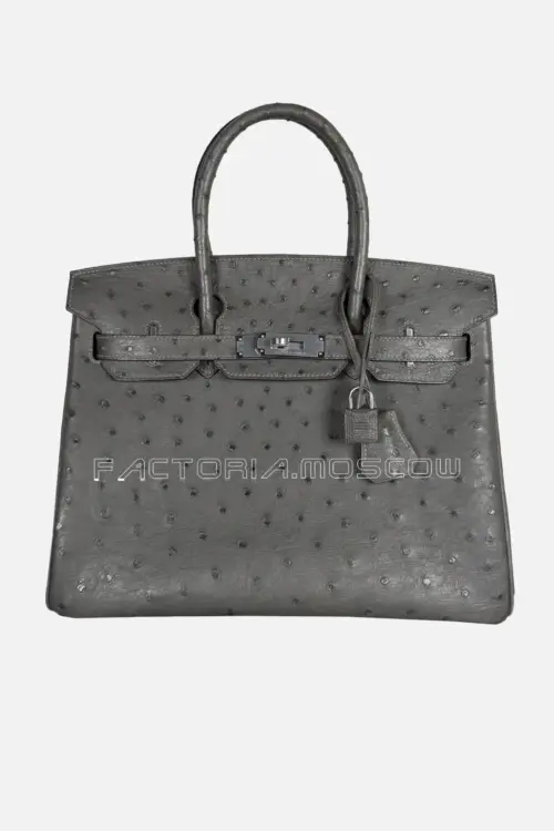 Hermes Birkin 30 Ostrich Color Gris Etain PHW