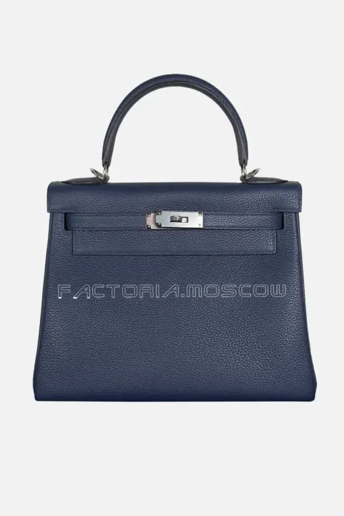 Hermes Kelly Retourne 28 Togo Color Navy Blue PHW